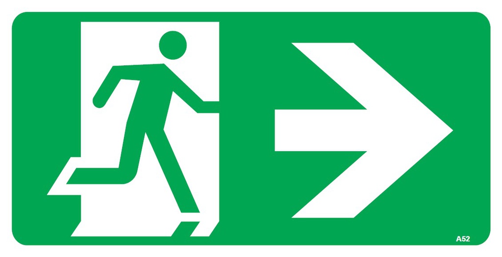 Safety Sign 350 x 180mm - Running Man (Right Arrow)