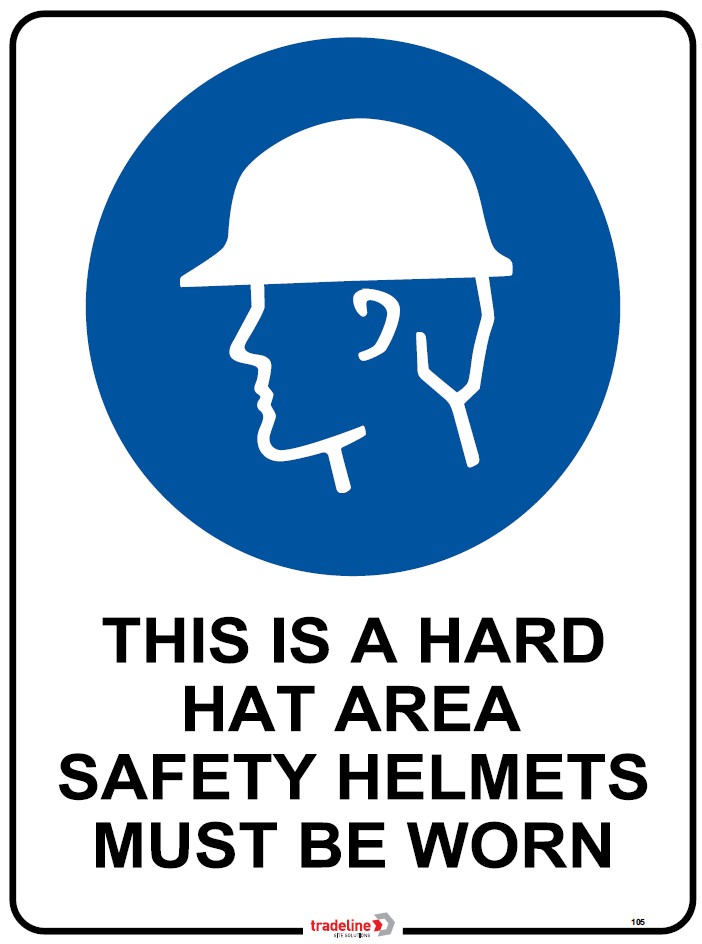 Safety Sign 600 x 450mm - This is a Hard Hat Area - Safety Helmets must be worn