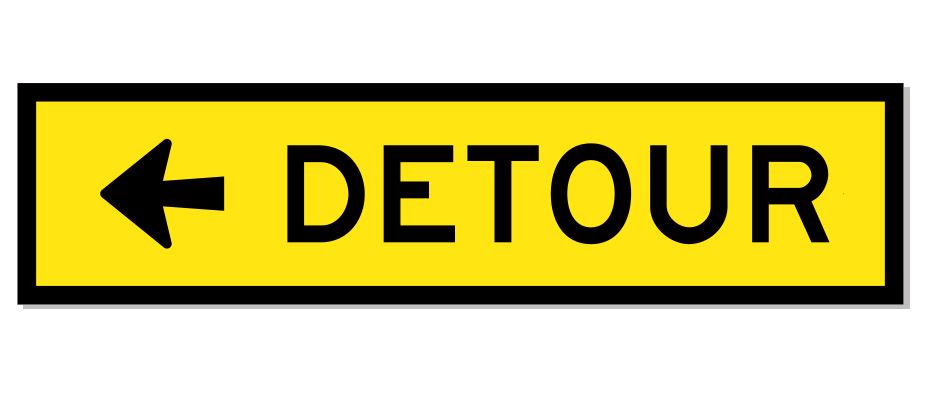 QLD Multi Message 1200 x 300mm Class 1 Reflective - Detour (Left Arrow)
