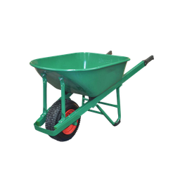 [W800S] Builders Wheelbarrow - Wide Wheel, Green Steel Tray