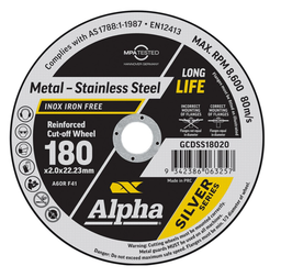 [RCD18002] Cut Off Wheel 180mm - 22.2x2mm  (ea/25 pack)