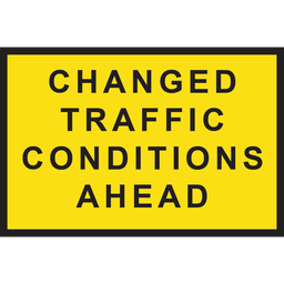 [SIGNT1-23A] Boxed Edge Sign Metal Class 1W Reflective 1200 x 900mm - Changed Traffic Conditions Ahead