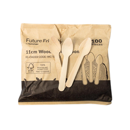 [TSPOONWOOD] Wooden Bamboo Disposable Teaspoons (Pack of 100)