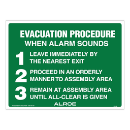 Safety Sign 600 x 450mm - Evacuation Procedure