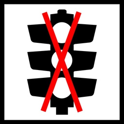 QLD Multi Message 600 x 600mm Class 1 Reflective - Traffic Lights Not In Use Symbol