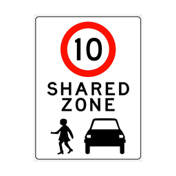 Safety Sign 600 x 450mm - Shared Zone 10km